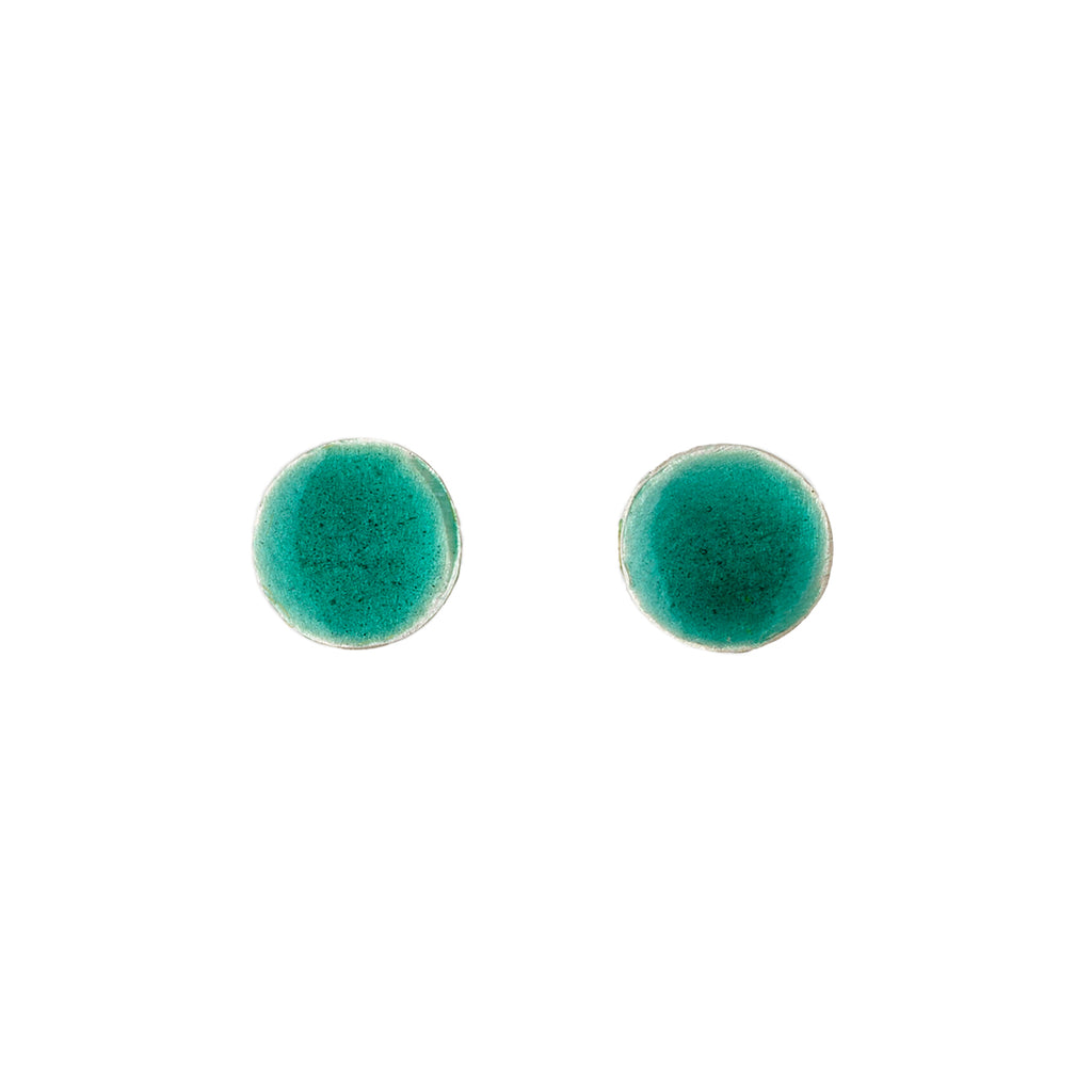 Silver & Green Rockpool Stud Earrings