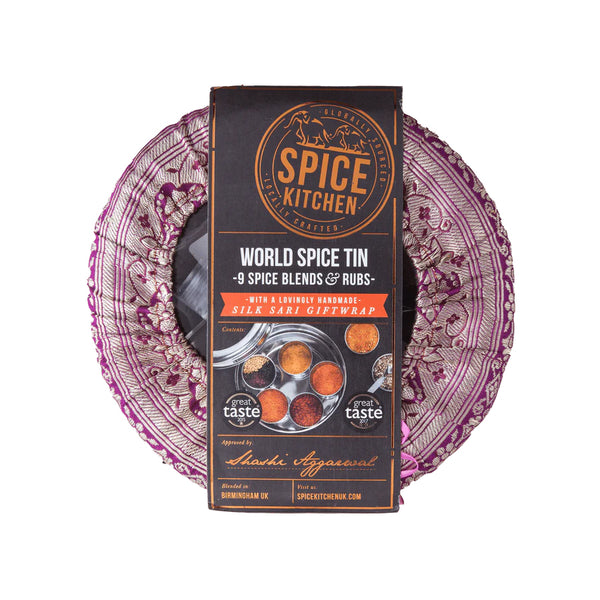 World Spice Tin with Silk Sari Wrap