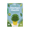 Mini paper plant kit packaging with succulent illustration on a light blue background