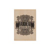 wooden postcard with 'Radiohead' design in black