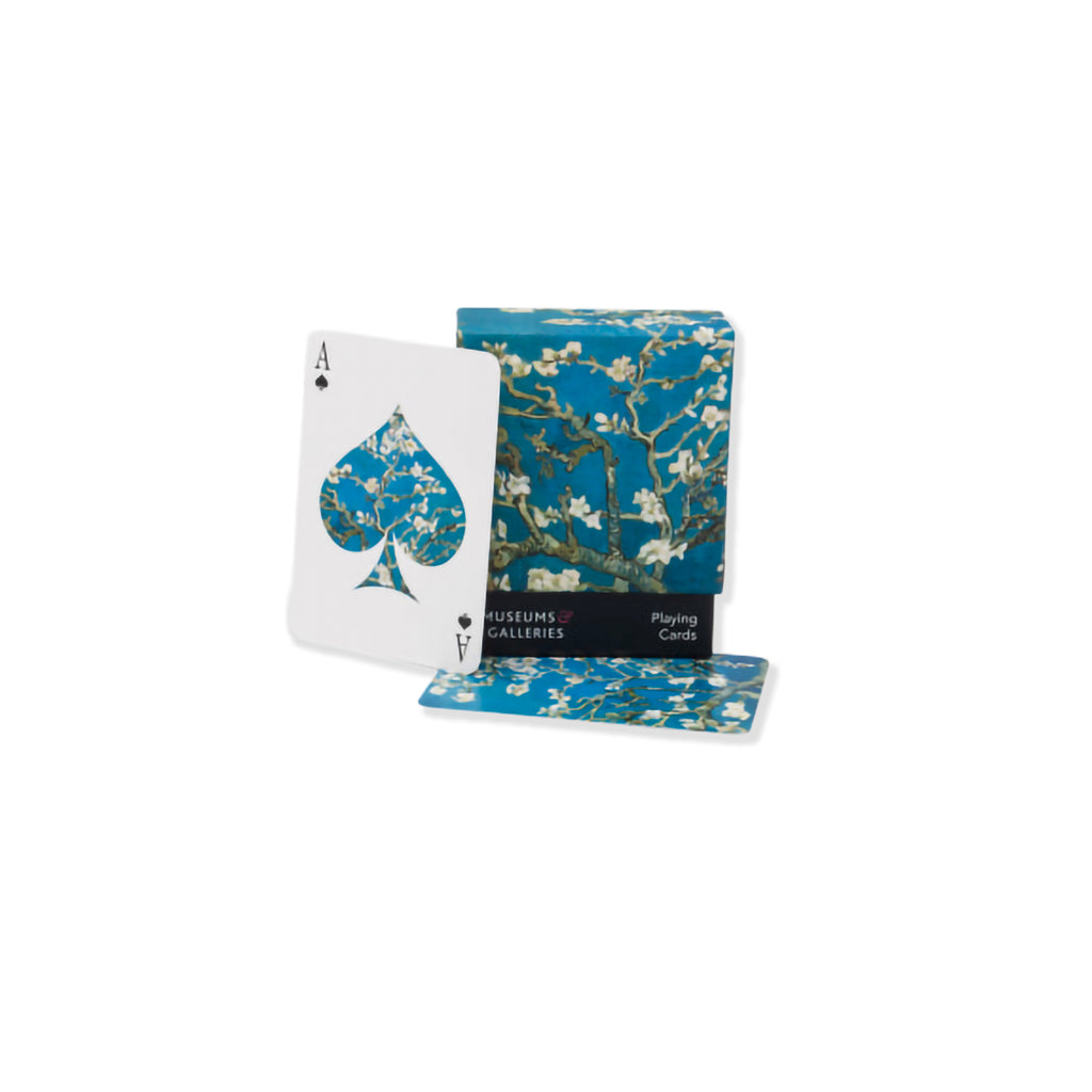 Playing cards with Van Gogh 'Almond Blossom' design on a white background