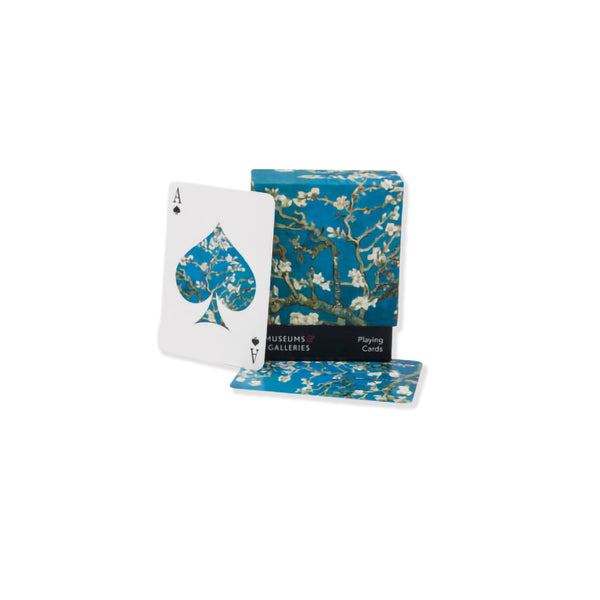 Playing cards with Van Gogh 'Almond Blossom' design on a white background