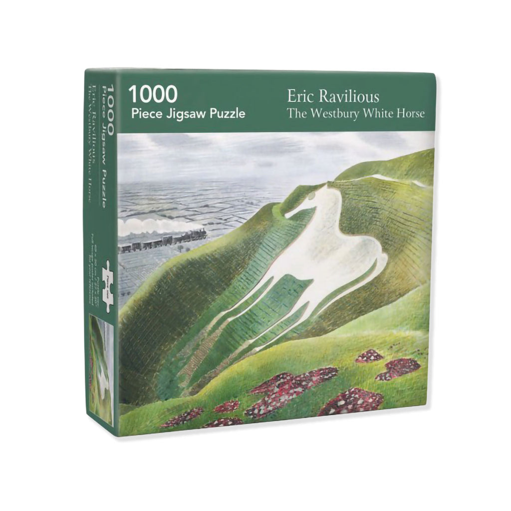 Jigsaw puzzle box featuring 'The Westbury White Horse' by Eric Ravilious on a white background