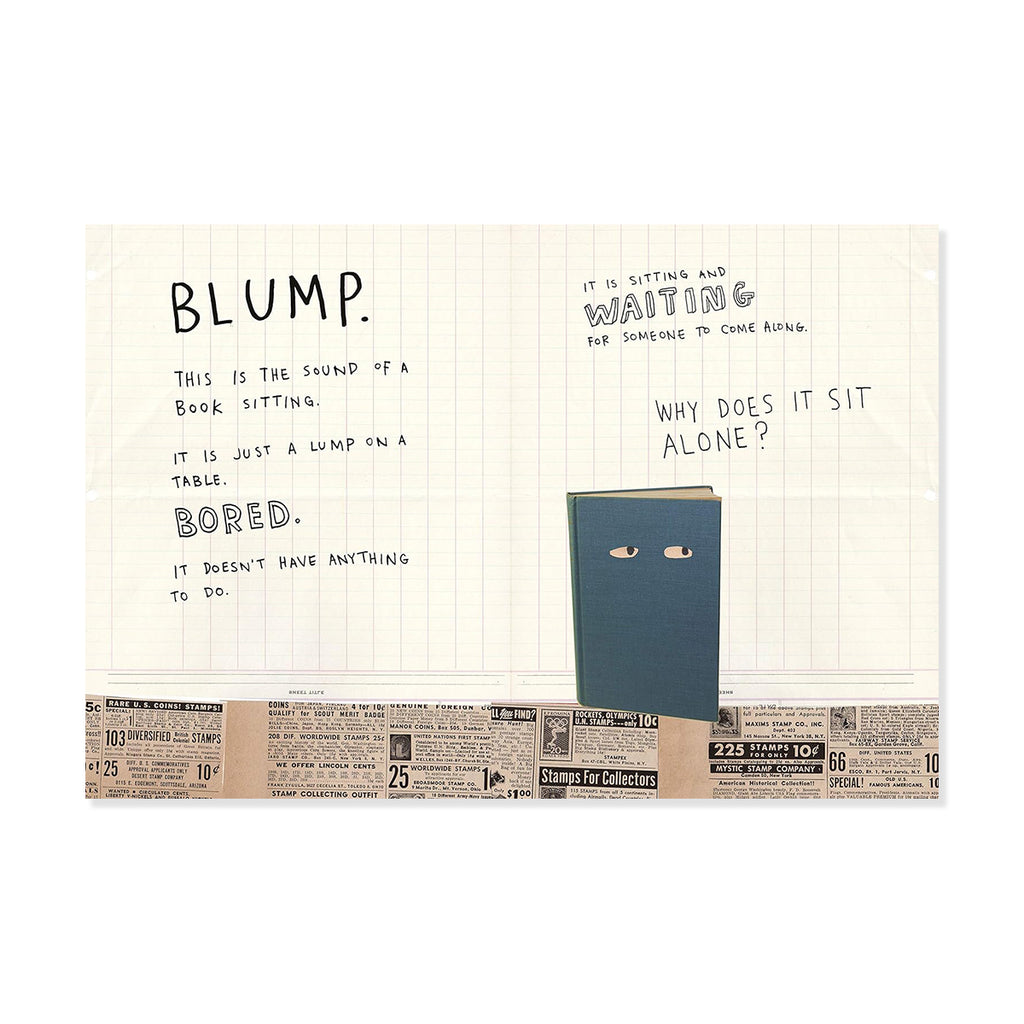 Illustration of a blue book with text on a white background