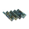 Deep blue marble effect recycled plastic soap dish with zig zag design on a white background.