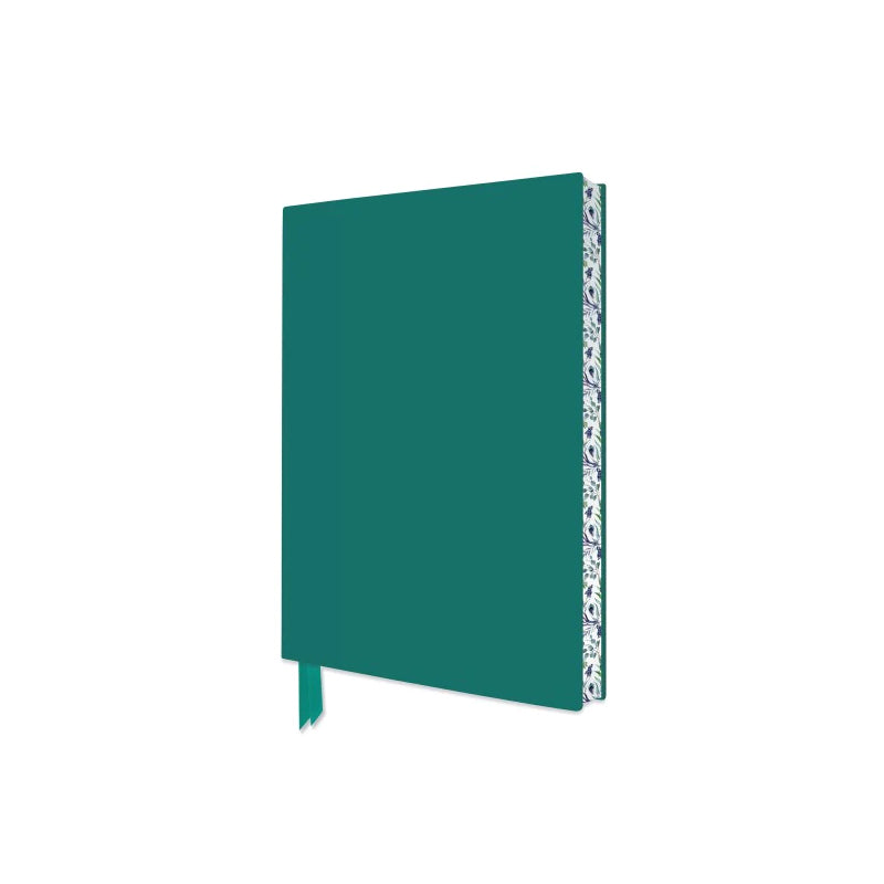 Teal lined Journal with flower design on edge of pages