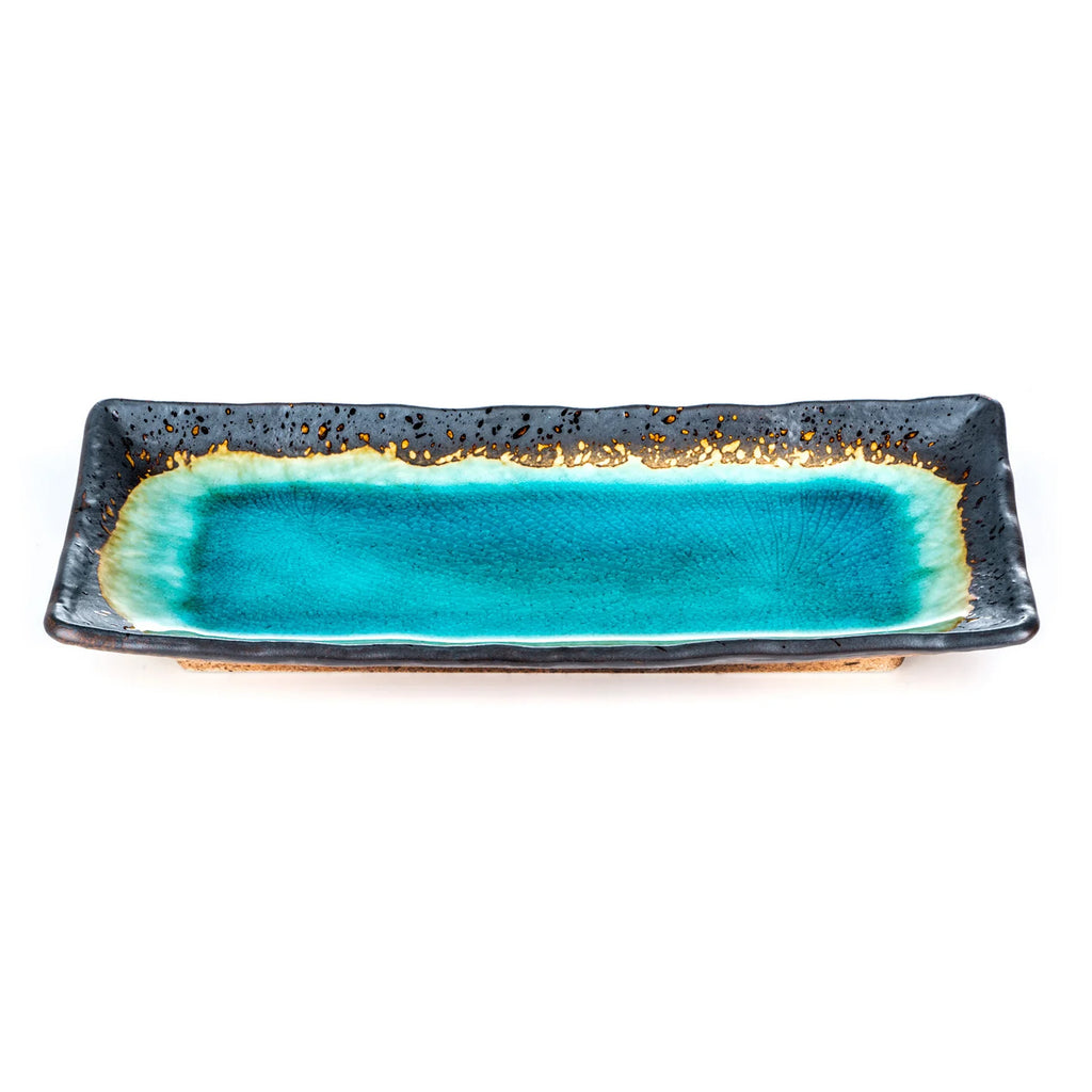 Turquoise Crackleglaze Oblong Plate