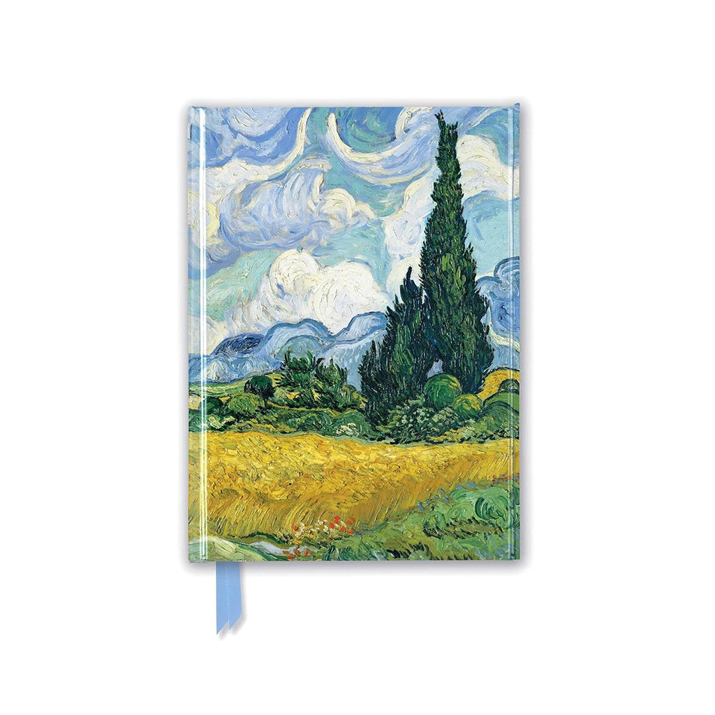 Landscape of Wheatfield with Cypresses, with blue skies and rolling clouds